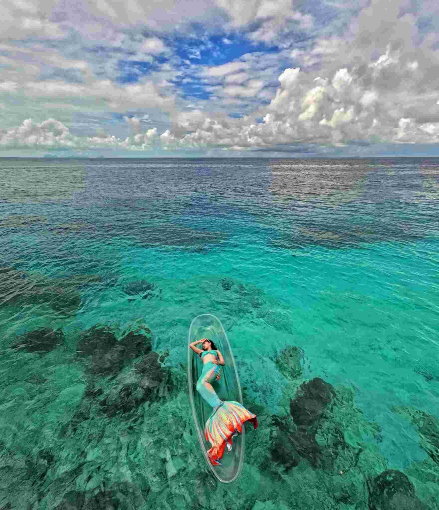 Angelia practicing her mermaid skills in the ocean