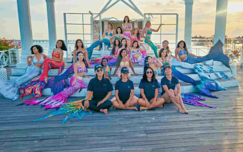 Teaching Miss Scuba International Contestants to be PADI Basic Mermaids in Mabul Island